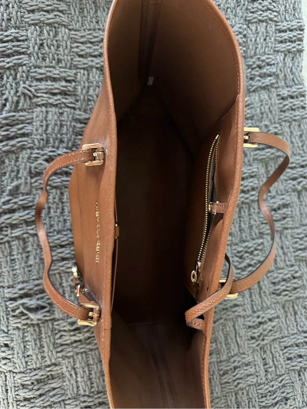 Michael Kors Cognac Saffiano Leather Tote with Gold Hardware